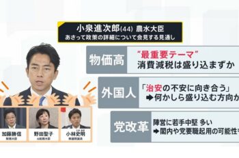 自民党総裁選５人の主な政策や主張　①小泉進次郎